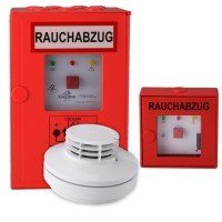 RWA-Treppenhaus-Set STG Beikirch TRZ Plus mit integr. Taster, zus. Taster rot, Rauchmelder